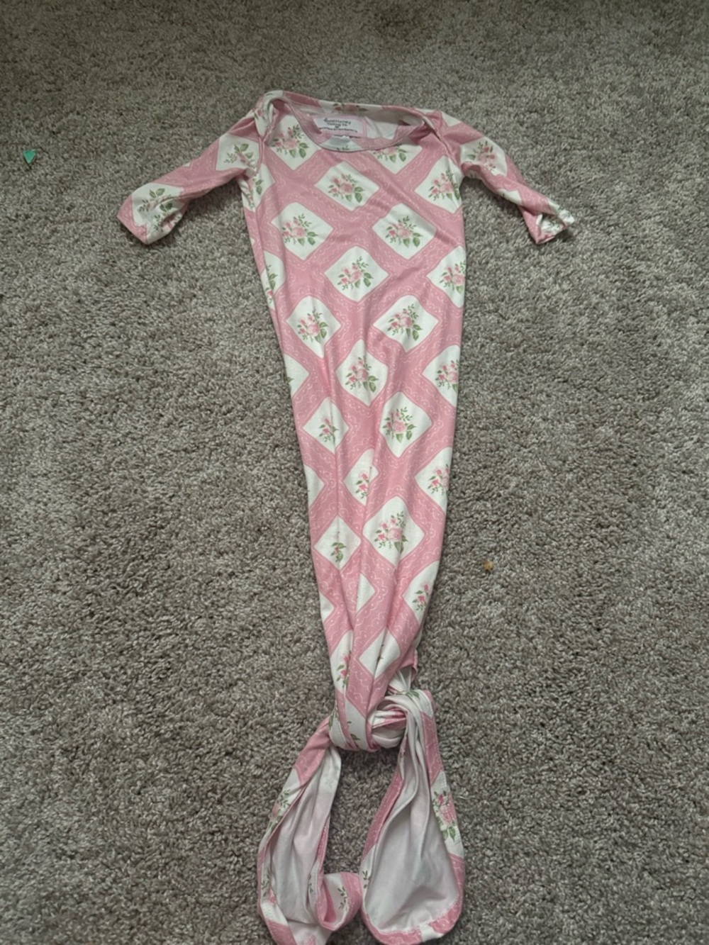 SweetHoney Pink & Cream Floral Knotted Sleep Gown